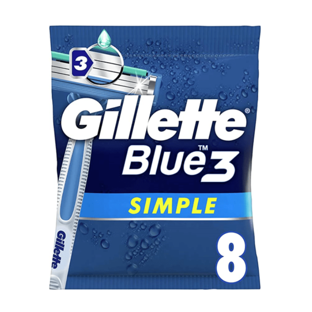 c5b61351-4257-4c99-a63c-839cc3671ad7-1000x1000-H9aKegLfXXGDTDOH8gjgznOwcpR5VHoXtfF3MePF.png اداة الحلاقة بلو سمبل ثري من جيليت للرجال - 8 قطع - الصورة 1